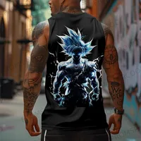 Dragon Ball Inspired Goku Red Tank Top – Anime Gym Sleeveless Shirt - Image 3