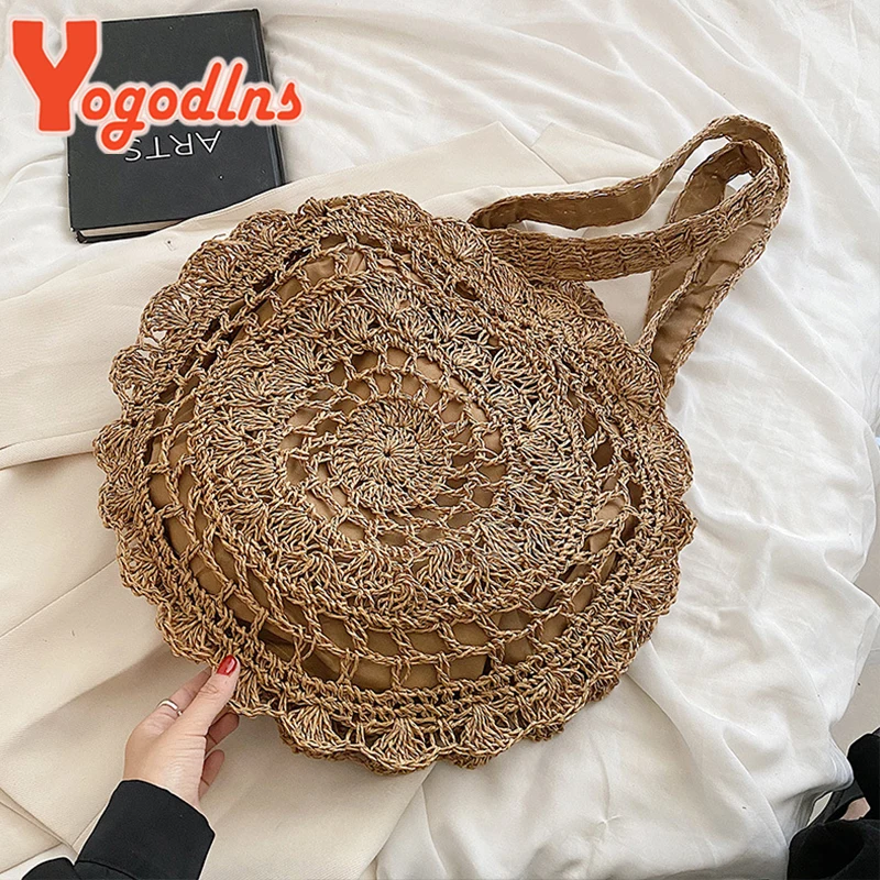 Round Straw Bags Women Summer Rattan Bag Handmade Woven Beach Cross Body Bag Circle Bohemia Handbag Bali bolso paja