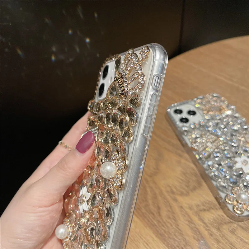 Crown Bag Diamond Phone Case, Creative Mobile Covers, Luxury Diamond, For iPhone 15, Samsung S22, S23, Note 20