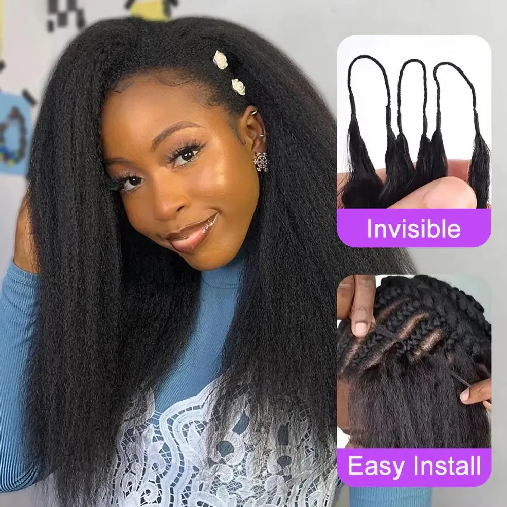 Miracle Knots: Capelli Umani Vergini Pre-Separati Senza Nodi per Crochet, 3a Generazione, Bulk Light Yaki Lisci e Kinky Lisci per Intrecciare - immagine 5