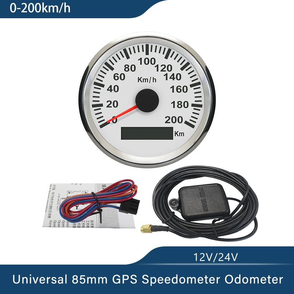 ELING 85mm GPS Speedometer & Tachometer Gauge - 0-120 MPH, 0-8000 RPM, Fuel Level, For ATV Tractor Boat