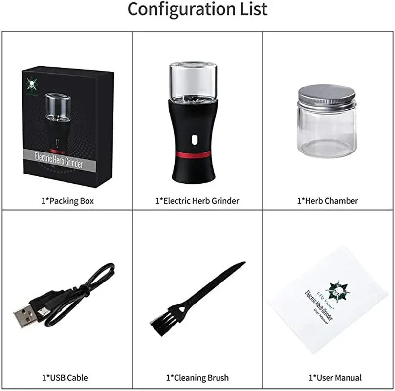 Handheld Electric Herb Grinder 1100mAh High Capacity Battery 20,000RPM Strong Power Dry Herb Tobacco Ginder with Safety Lock 3