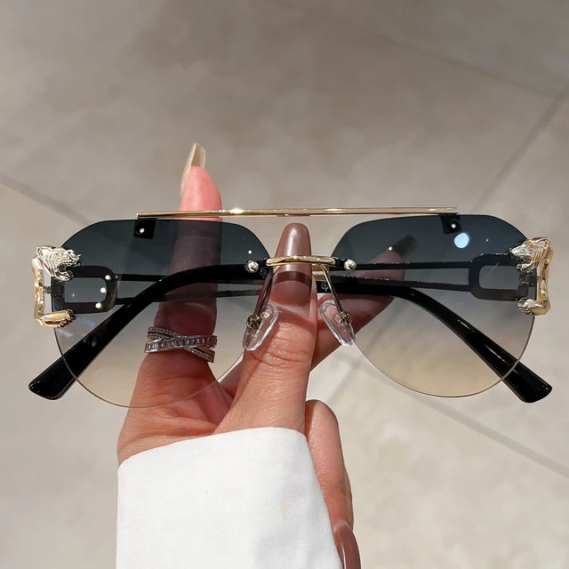 2021 Fashion Luxury Brand Metal Oversized Pilot Sunglasses Men Women  Vintage Classic Black Gradient Sun Glasses Oculos De Sol - AliExpress