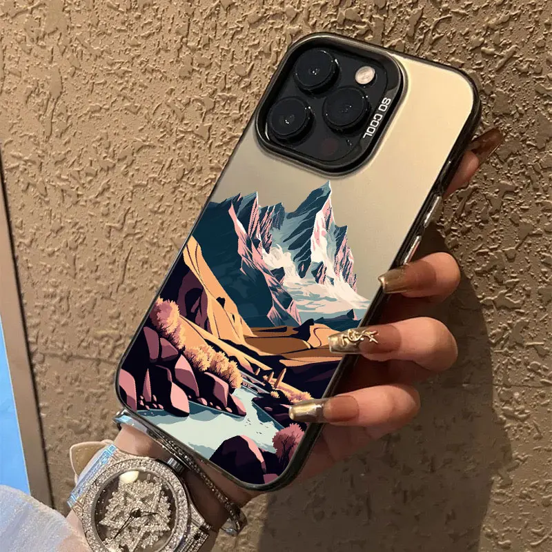 Berglandschafts-Spitzenlandschaft Handyhülle für iPhone 14 13 12 11 Pro Max Mini 17 16 15 Pro Max Plus Stoßfeste Laser-Rückabdeckung – Detail 12