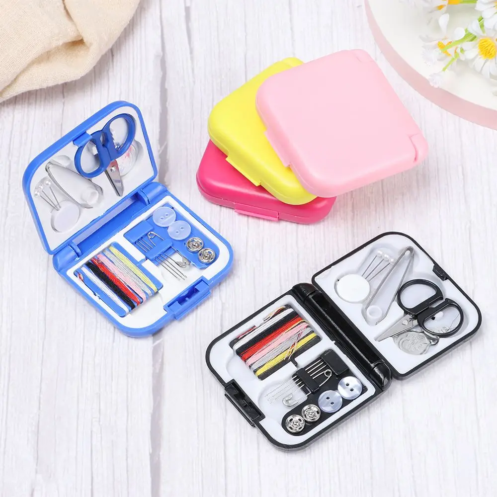 Professional Mini Sewing Box Kit Portable Home Travel Sewing Needle Threads Box Set DIY Apparel Crafts Scissor Tools Accessories
