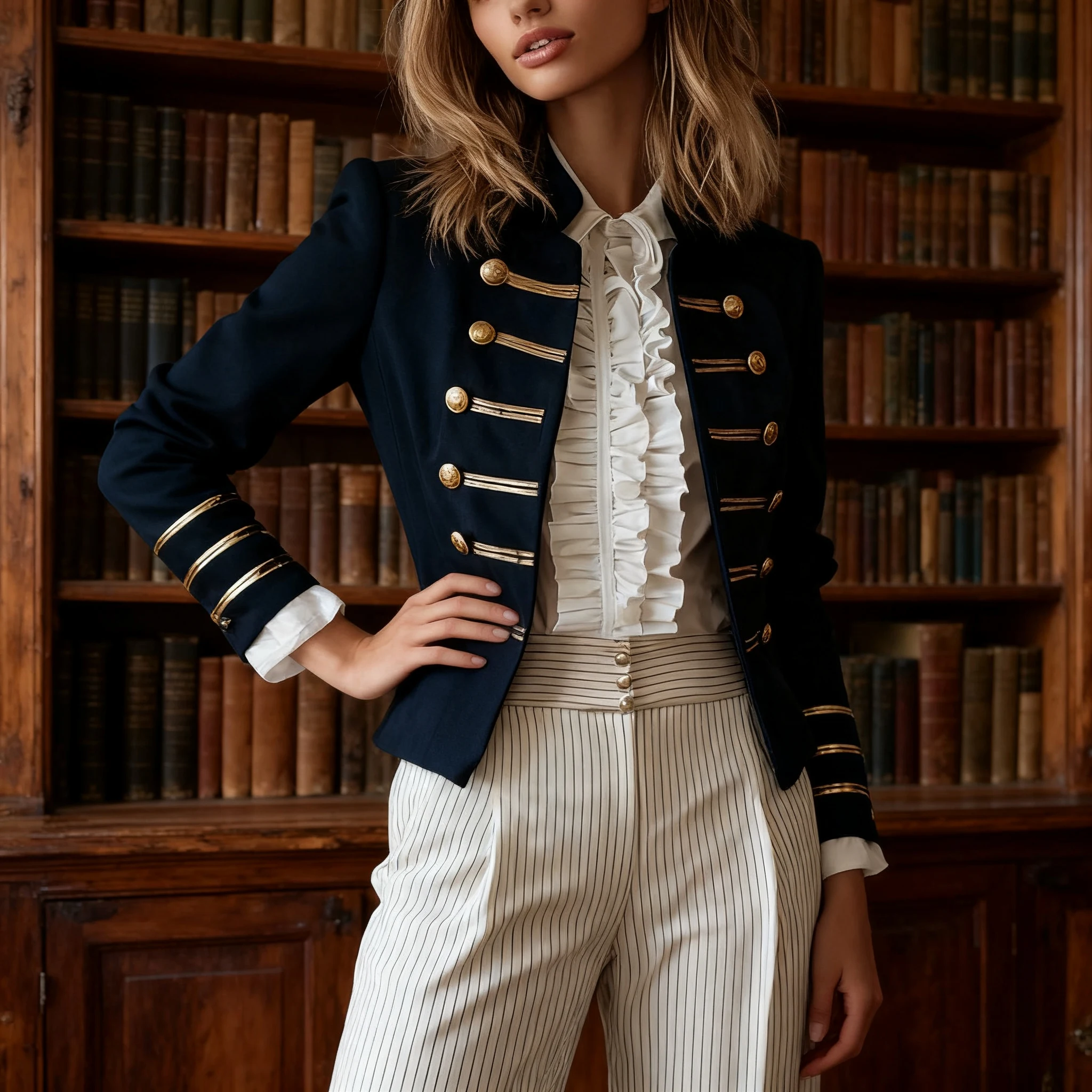 ジャケット・アウター Cording Embroidered Military Coat Cording Embroidery Detailed Middle Length Jacket - beige - Mame