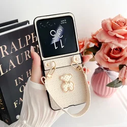 Weave Pattern Bracelet Hinge Shockproof Folding Hard Cover with Lanyard - All - Inclusive Case for Razr 60 (A)