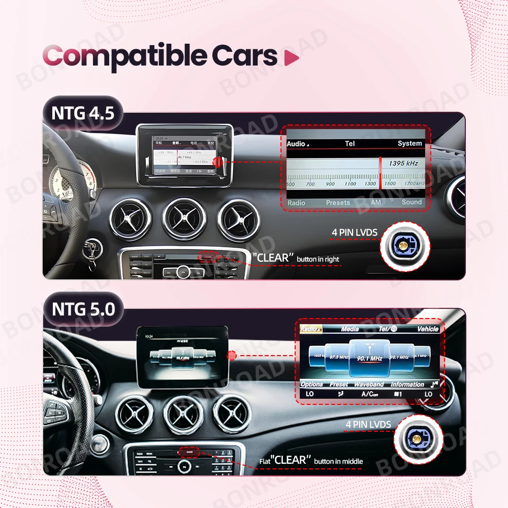 Radio de Coche BONROAD con Pantalla de 12.8 Pulgadas, CarPlay Inalámbrico, Android Auto, GPS para Mercedes Benz Clase A, C, W176, X156, C117, CLA, GLA, W205, W204 3
