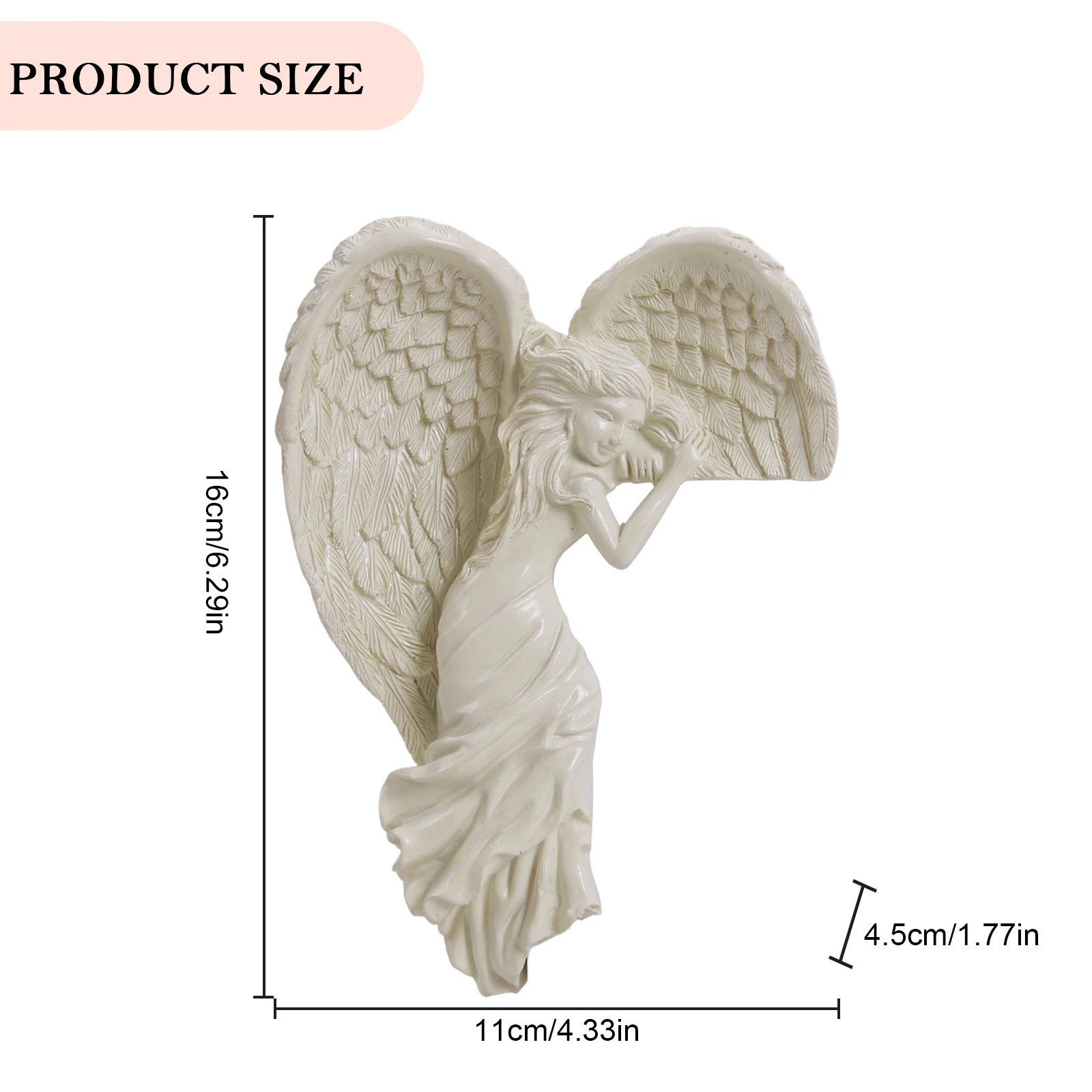 Resin Redemption Angel Statue Door Frame Ornament 3D Door Corner Angel Sculpture Handicrafts Home Decor for Garden Office Door