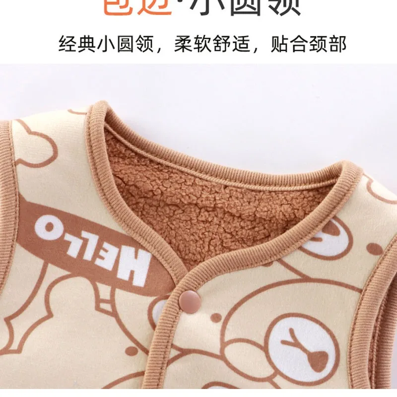 소년 소녀 조끼 겨울 가을 조끼 어린이를위한 벨벳 어린이 민소매 자켓 가역 의류 복장