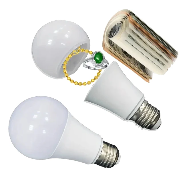 Creative Light Bulb Storage Box Private Money Jewels Secret Hidden Compartment Safe Container Medicine 2