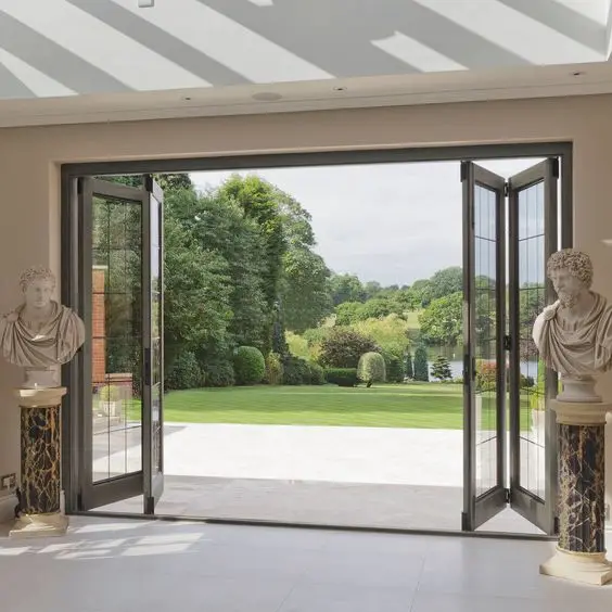 DN Tempered Glass Bifold Doors Aluminium Frame Folding Patio Outdoor Sliding Folding Door Aluminum Vertical Bi Doors