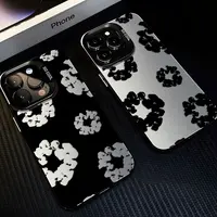 Black Flower Luxury D-Denims T-Tears Phone Case For iPhone 16 15 14 13 12 11 mini Pro Max X XR 8 Plus Anti Fall Matte Back Cover 1