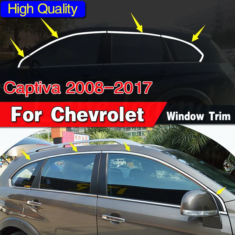 

Чехол для стайлинга автомобиля для Chevrolet Captiva 2008-2017, 8 шт., каркас для дверей и окон из нержавеющей стали, молдинговая отделка подоконника, Стайлинг автомобиля