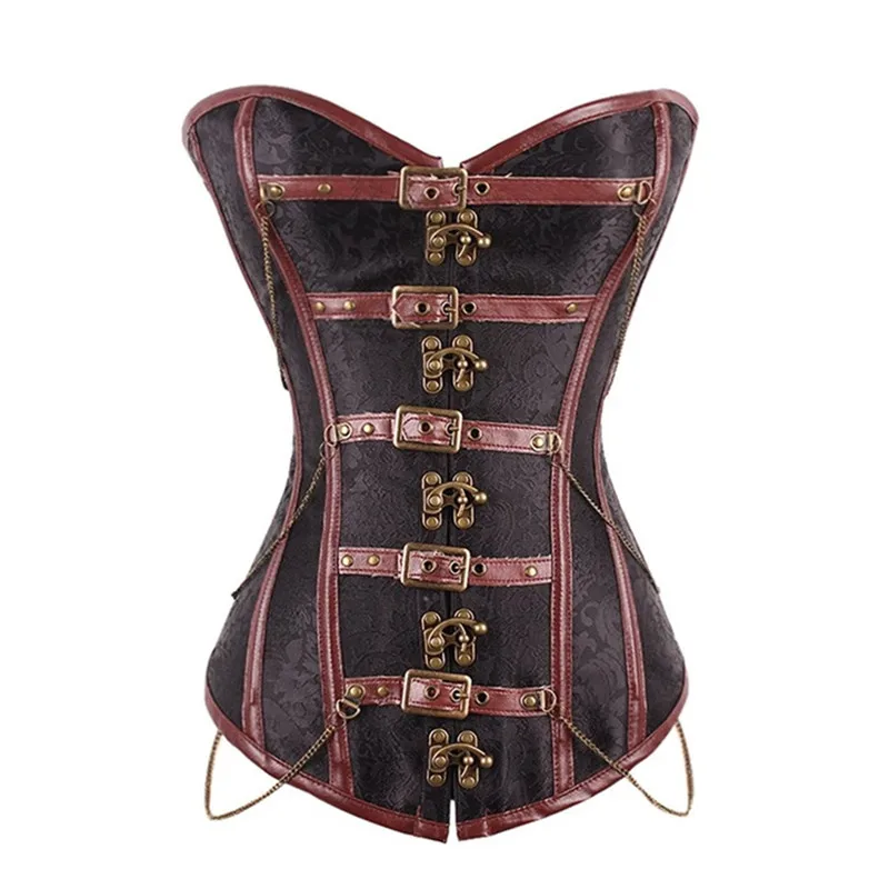 

Women's Corset Steampunk Brown Gothic Bustier Overbust Corsets Body Shapewear Vintage Burlesque Clothes