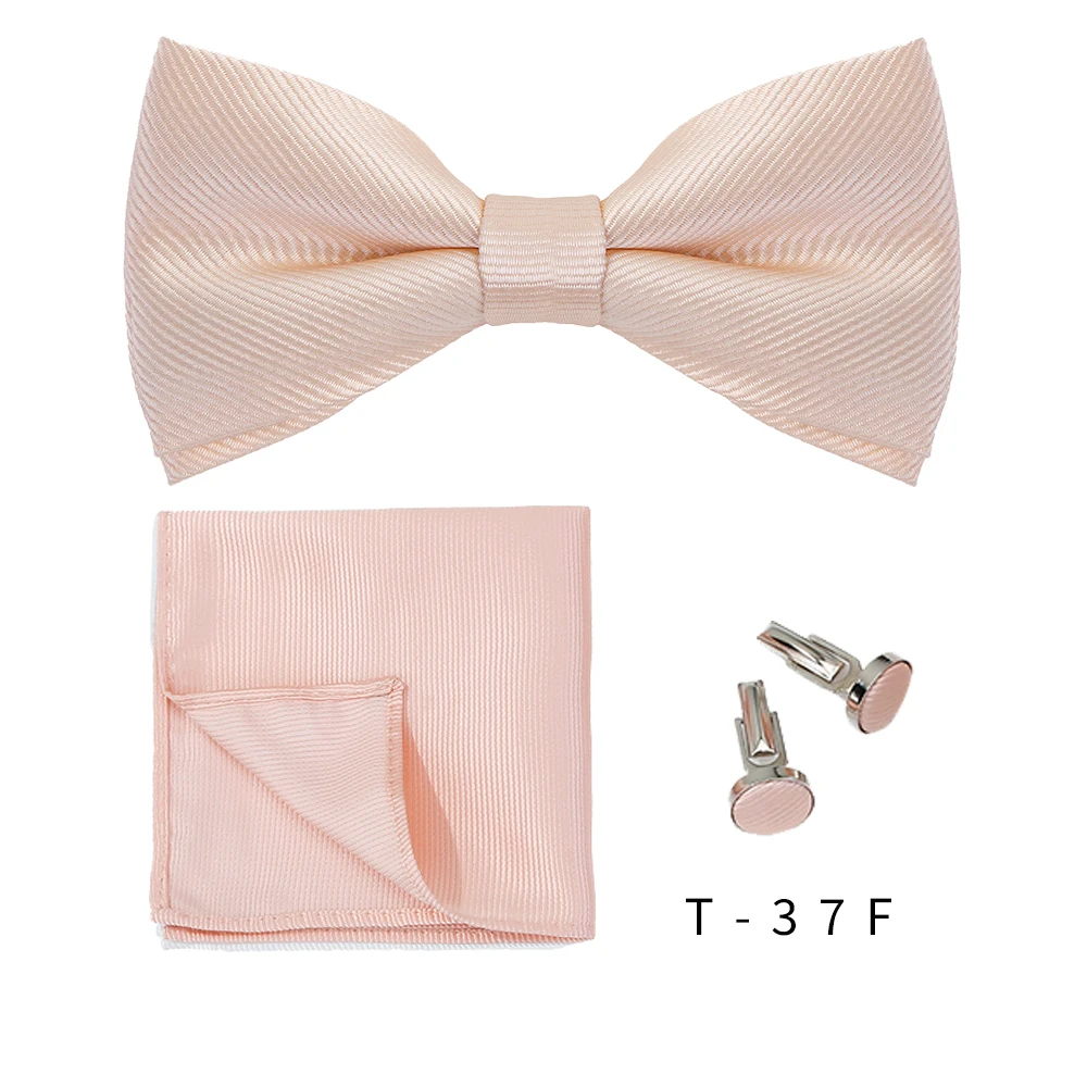 Männer Krawatten Set einfarbige Fliege Krawatte Manschetten knöpfe Taschentuch Mode Schmetterling Party Hochzeit Fliege für Männer Hemd Accessoires – Detail 14