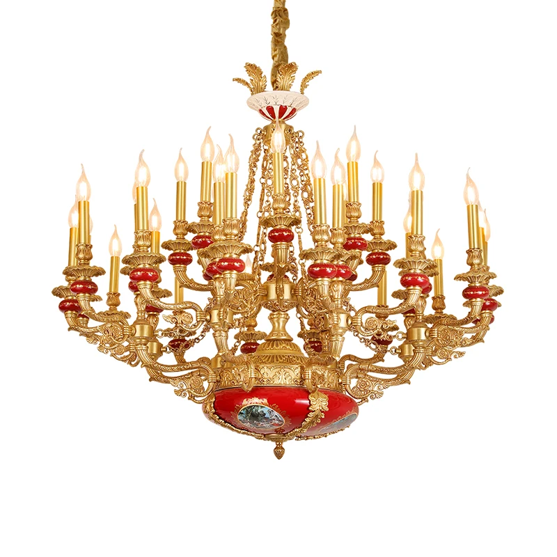 

DINGFAN European Baroque Copper Chandelier Luxury Classical Traditional Luxury Ceramic Chandelier Quality Chandelier Lighting