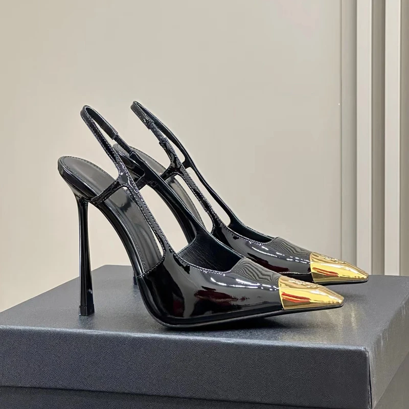 Summer Metal Pointed Toe Sandals Slingback Women's Stiletto Heels 7/9/11Cm High Heels
