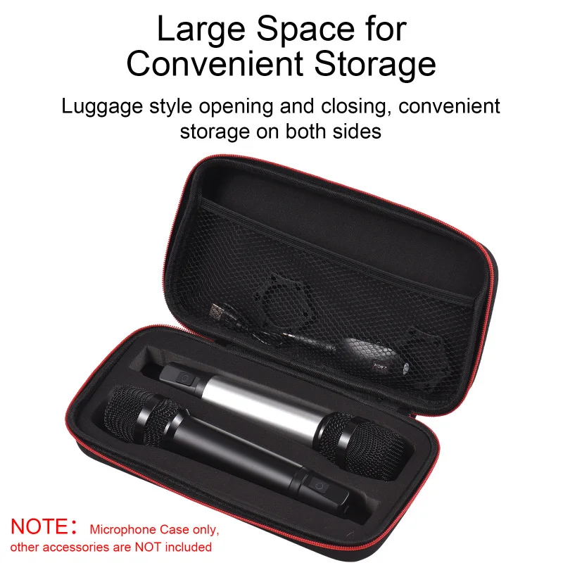 Microphone Case Dual Microphones Carrying Bag Water-resistant Shock-proof for Storing 2 Microphones