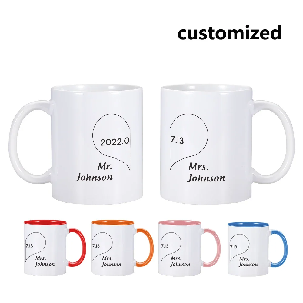 

Matching Couple Mug Personalized Valentine's Mugs Custom Mug with Name Couple Date Coffee Tea Cup Gift for Wedding Anniversary