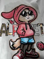 Oversized Rhinestone Rabbit mid-length half-sleeved top 100% cotton women's short-sleeved T-shirt - Image 4