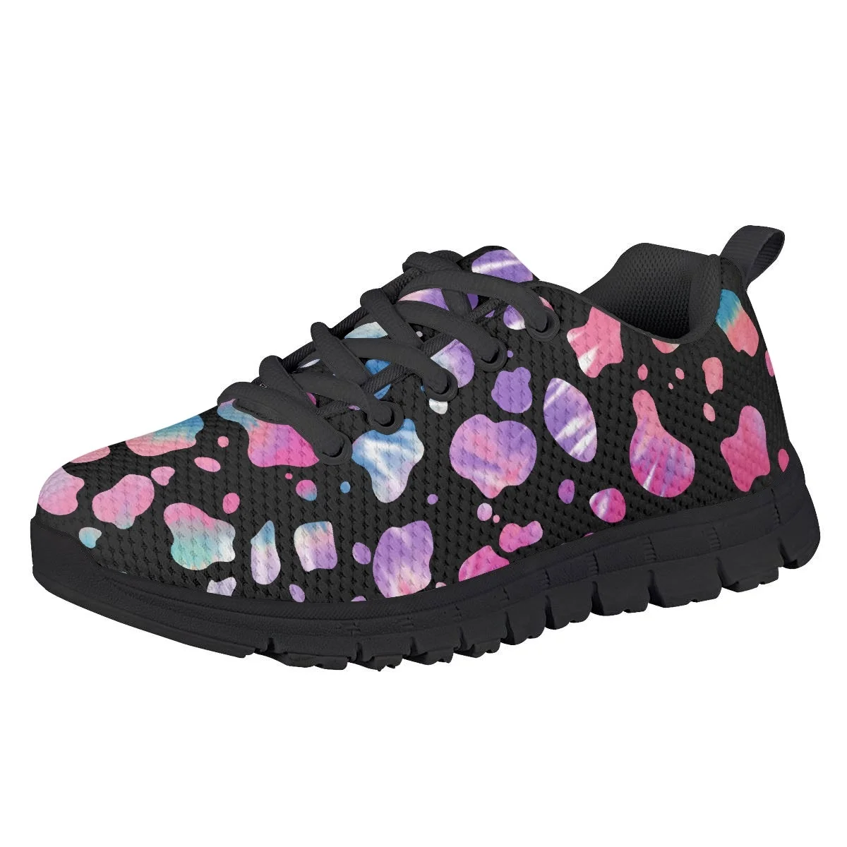 

Brand Design Light Children Flat Shoes Color Spot Pattern Lace Up Mesh Sneakers Comfortable Sport Shoes for Girls Boys Footwear