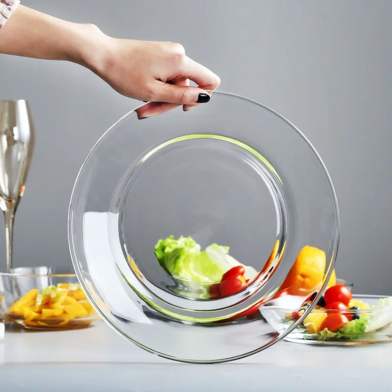 TemperedGlassFruitSaladPlateTransparentHeatresistantTableware