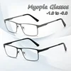 Men Square Metal Large Frame Myopia Glasses Spring Leg Elderly Near Sight Eyewear Blue Light Blocking Eye Protection Eyeglasses 1