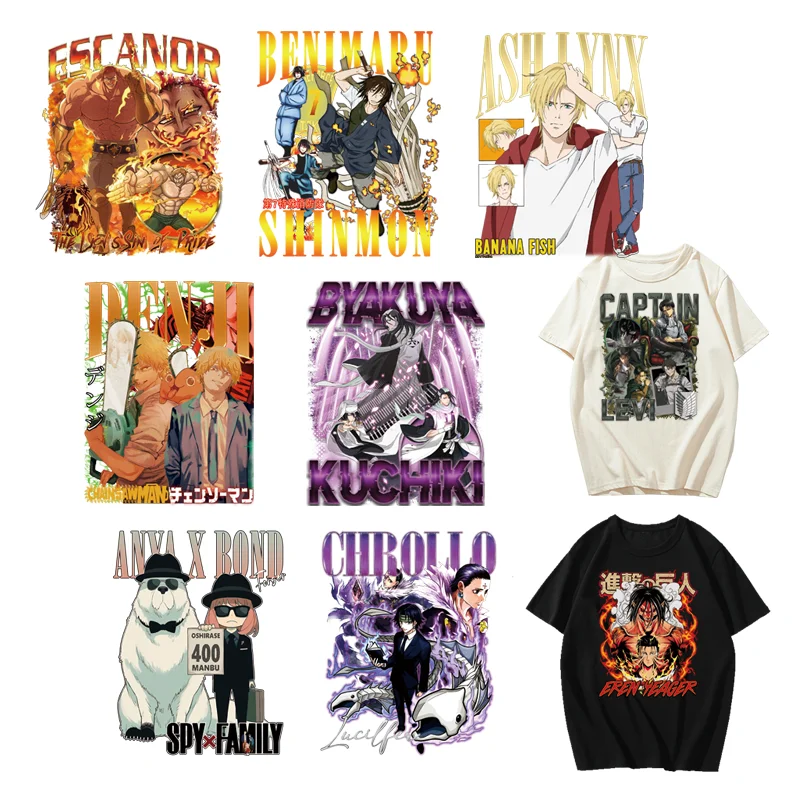 Popular Anime Chainsaw Man patches Ironing applications BANANA FISH printing for clothes fusible clothing patch