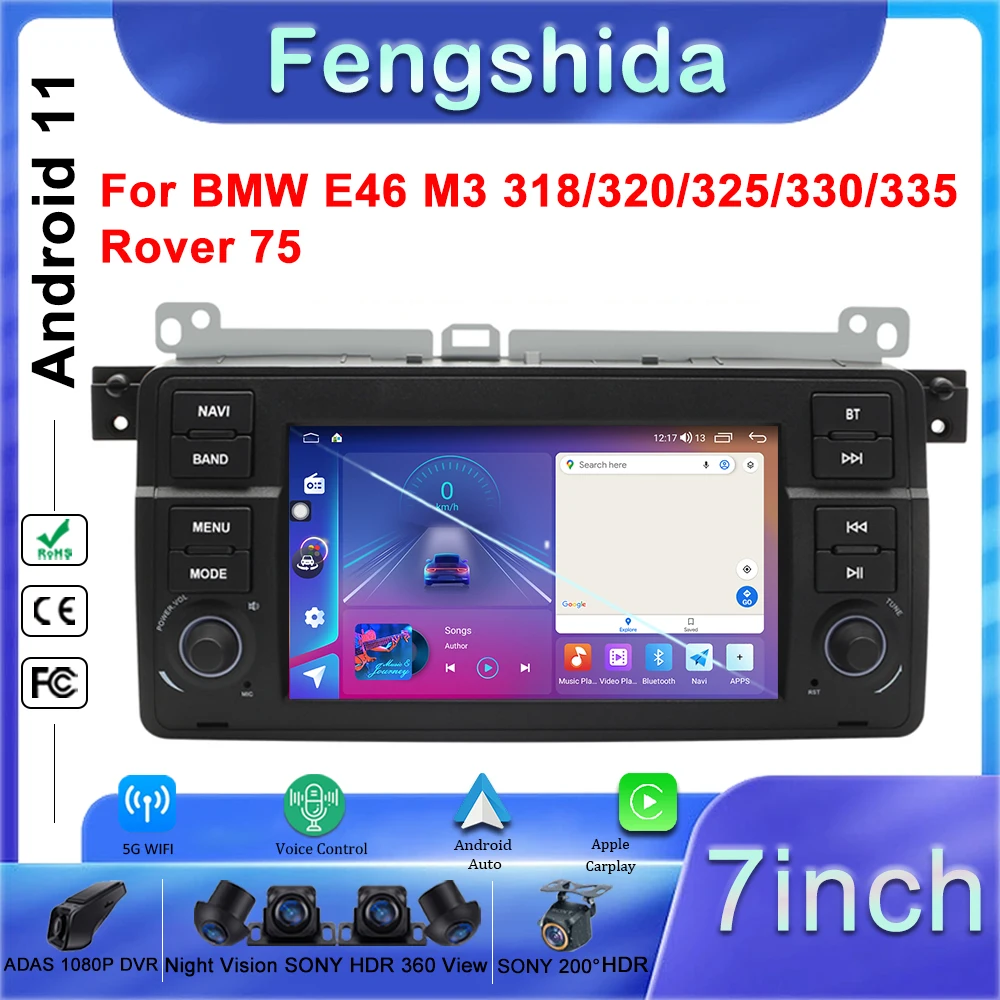7 ''Auto Radio Per Bmw E46 M3 318320325330335 Rover 75 Lettore Multimediale Stereo Head Unit Navigazione Gps Navigazione Gps Wifi Bt