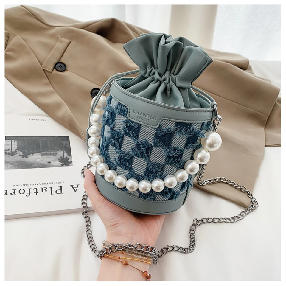 Personalized Bucket Bag 2022 New Women's Handbag Trend  Single Shoulder Cross Bag Niche Design Casual Fashion Denim Small Bag