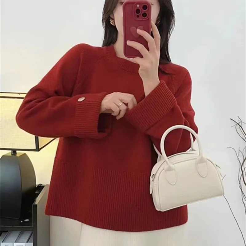 Women Casual Solid Color Knitted Sweater