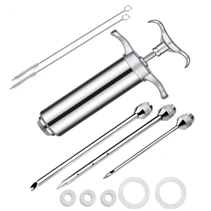 Stainless Steel Spice Syringe Set Meat Turkey Chicken Flavor Injector Kitchen Sauce Marinade Injection Home Kitchen Accessories