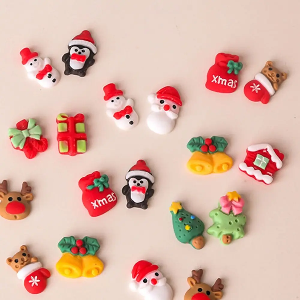 20pcs Cartoon Christmas Nail Art Decoration Christmas Tree Resin Nail Art Accessories Santa Claus Three-dimensional