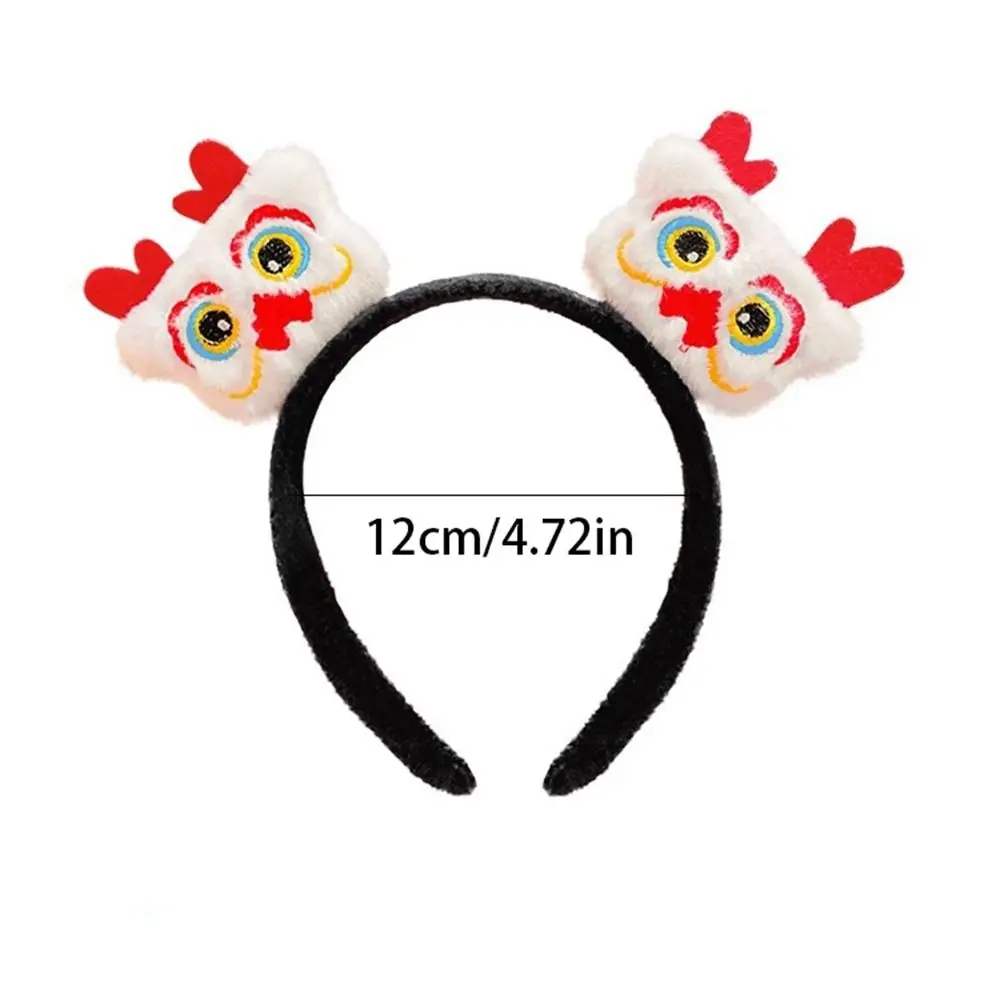 Red Hairband 2024 Happy New Year Headband Lion Dance Cartoon Dragon Doll Headband Child Headwear New Year Headwear