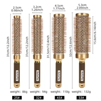 4 tailles de peigne à cheveux bouclés peigne à cheveux rond crinière de sanglier Air chaud peigne à cheveux bouclés or Tube en aluminium peigne de coiffure 5
