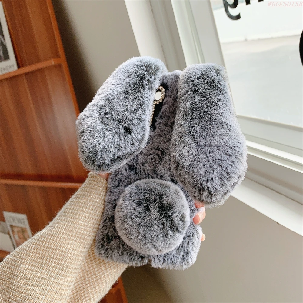 

Soft Plush Case For Samsung Galaxy A30s A20s A20e A10s A10e A01 A03 A2 A3 Core Warm Furry Rabbit Hairy Bunny Fur Cover Funda