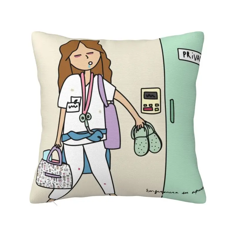 

Cartoon Nurse Enfermera En Apuros Pillow Covers for Living Room Health Care Nursing Modern Cushion Cover Soft Pillowcase