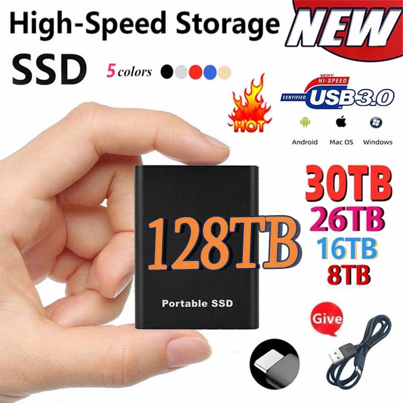 500GB SSD Portable High Speed Transfer 1TB 2TB 4TB 8TB 16TB External