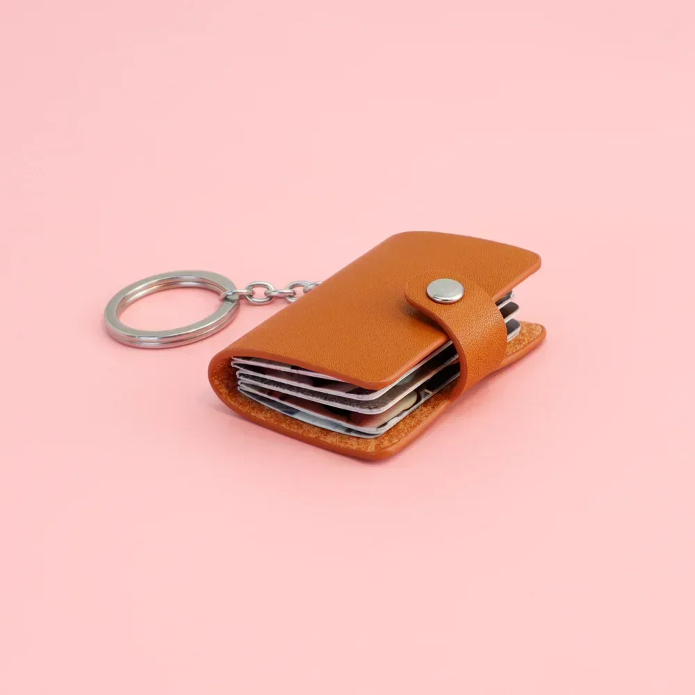 Commemorative Gifts Album Luxury Leather Active Spring Chain Keychain Color Print Photo Storage Personalized DIY Wallet Pendant