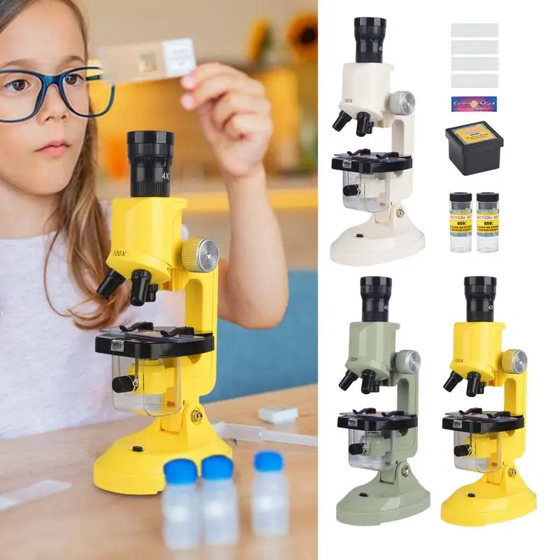 

Детский набор микроскопа 100X-1200 X, обучающая игрушка, микроскоп для детей, микроскоп на батарейках со светодиодной подсветкой раннего возраста