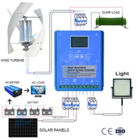 Contrôleur de Charge solaire éolienne MPPT 5KW 10KW 15KW 20KW 5000W 12V 24V 48V Volts régulateur hybride pour batterie de moulin à vent d'éolienne 3