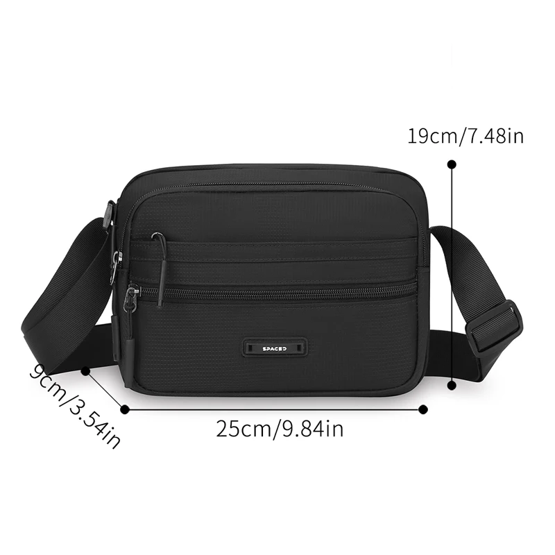 Men's black bag, adjustable strap, suitable for daily commuting and leisure travel, safe travel bag