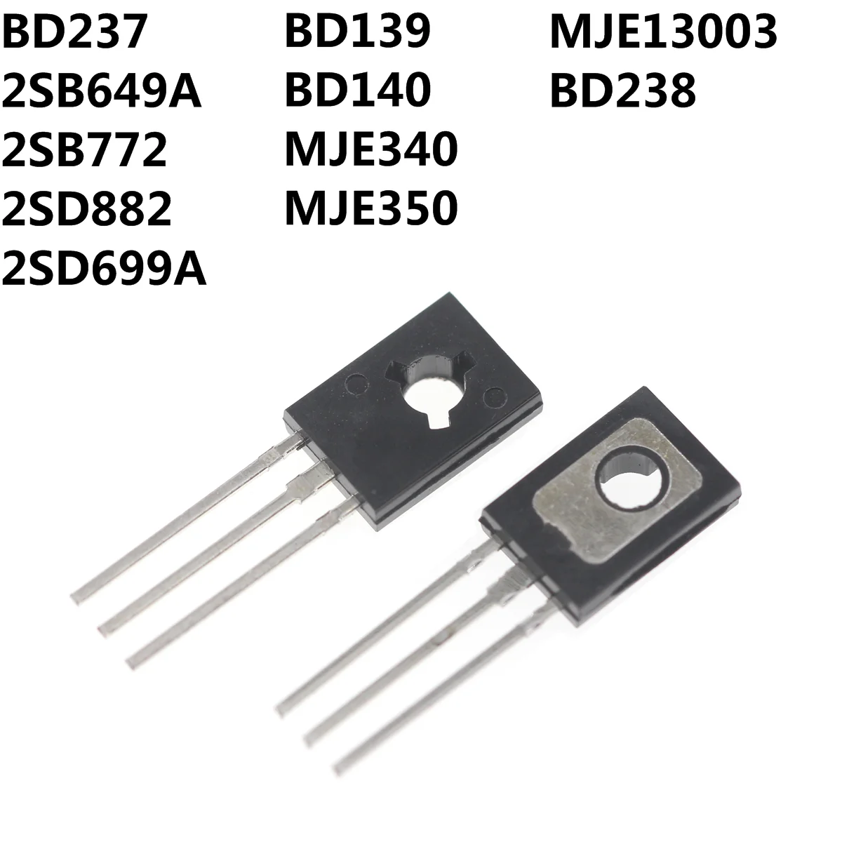 50PCS-BD237-2SB649A-2SB772-2SD882-2SD699A-BD139-MJE13003-BD140-MJE340 ...