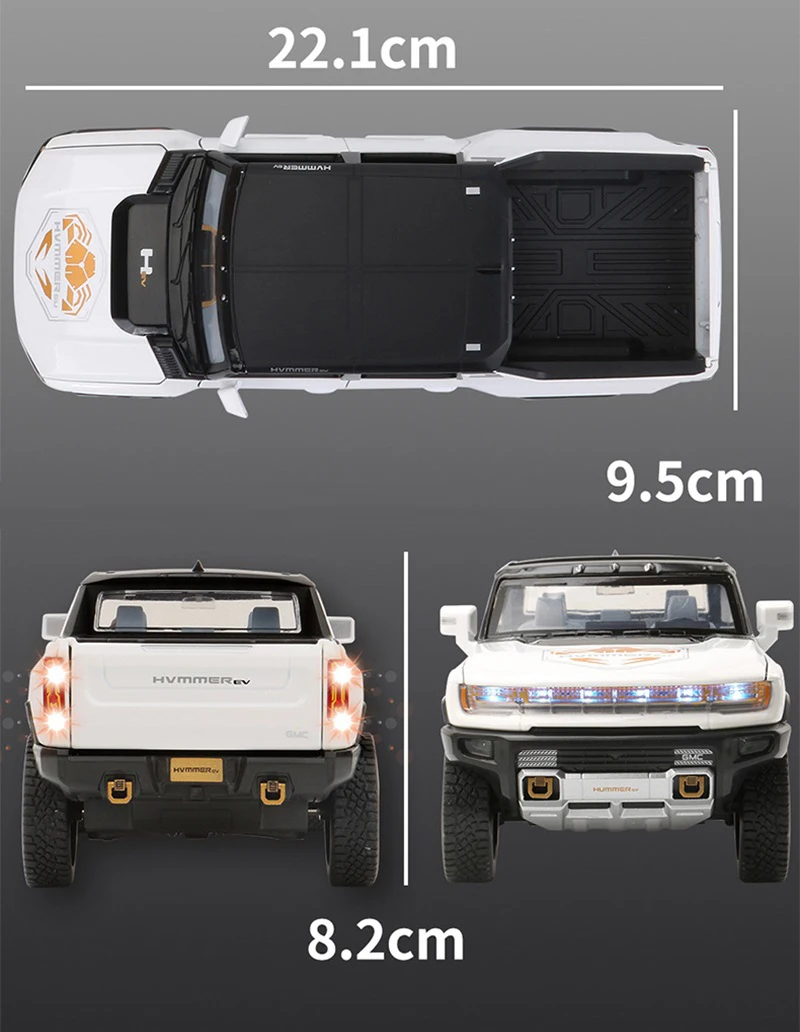 1:24 Hummer Ev Truck Alloy Car Model New Energy Off-Road Vehicle Toys Simulation With Sound And Light Two Styles