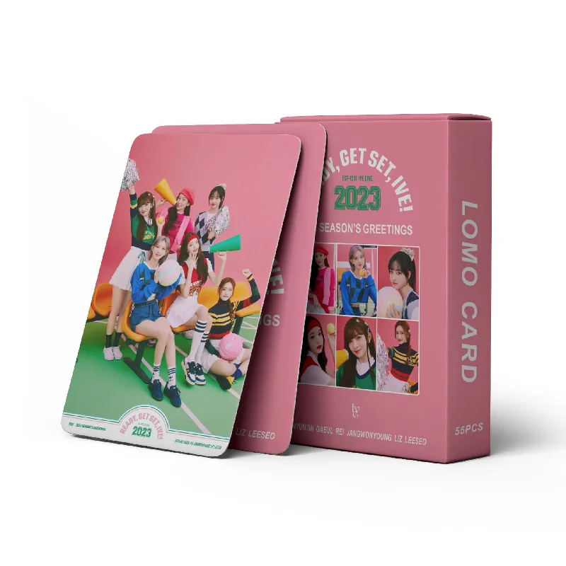 

55pcs/Set Kpop IVE SEASON'S GREETINGS LOMO Cards High Quality HD Double Side Print Photo Cards Wonyoung Fans Collection Gift