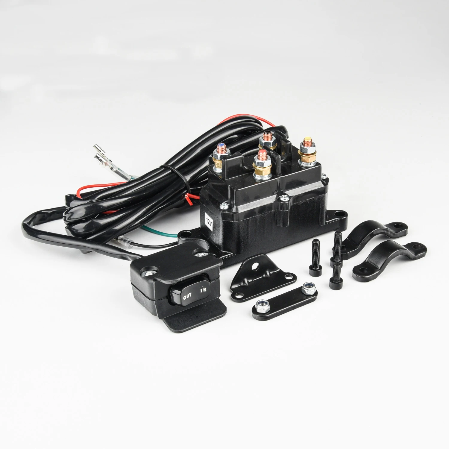 

MaySpare 250A 12V Winch Solenoid Relay Contactor Winch Rocker Thumb Switch with Mounting Brackets Terminal Caps