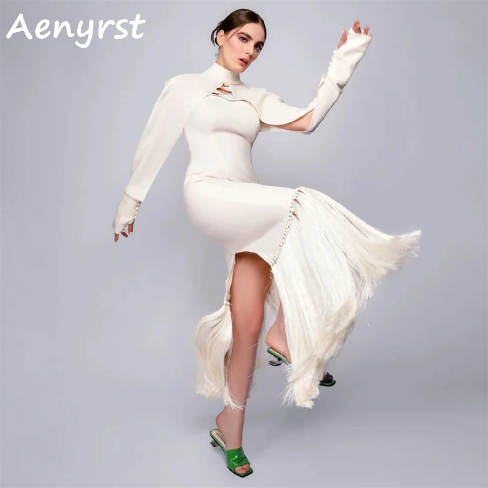 

Женское вечернее платье-Русалка Aenyrst, с длинным рукавом и кисточками, на тонких бретельках, платье для гостей свадьбы, 2024
