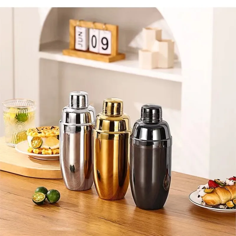 350/550/750ml Stainless Steel Three-Section Shaker Cocktail Shaker Mixed Drink Hand Crank Mug Party Bar Bartender Tool