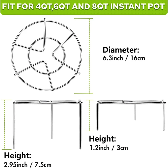 Steam Rack, Trivet for Instant Pot 6 Qt and 8 Qt, Stainless Steel Steamer  Rack Fit Pressure Cooker